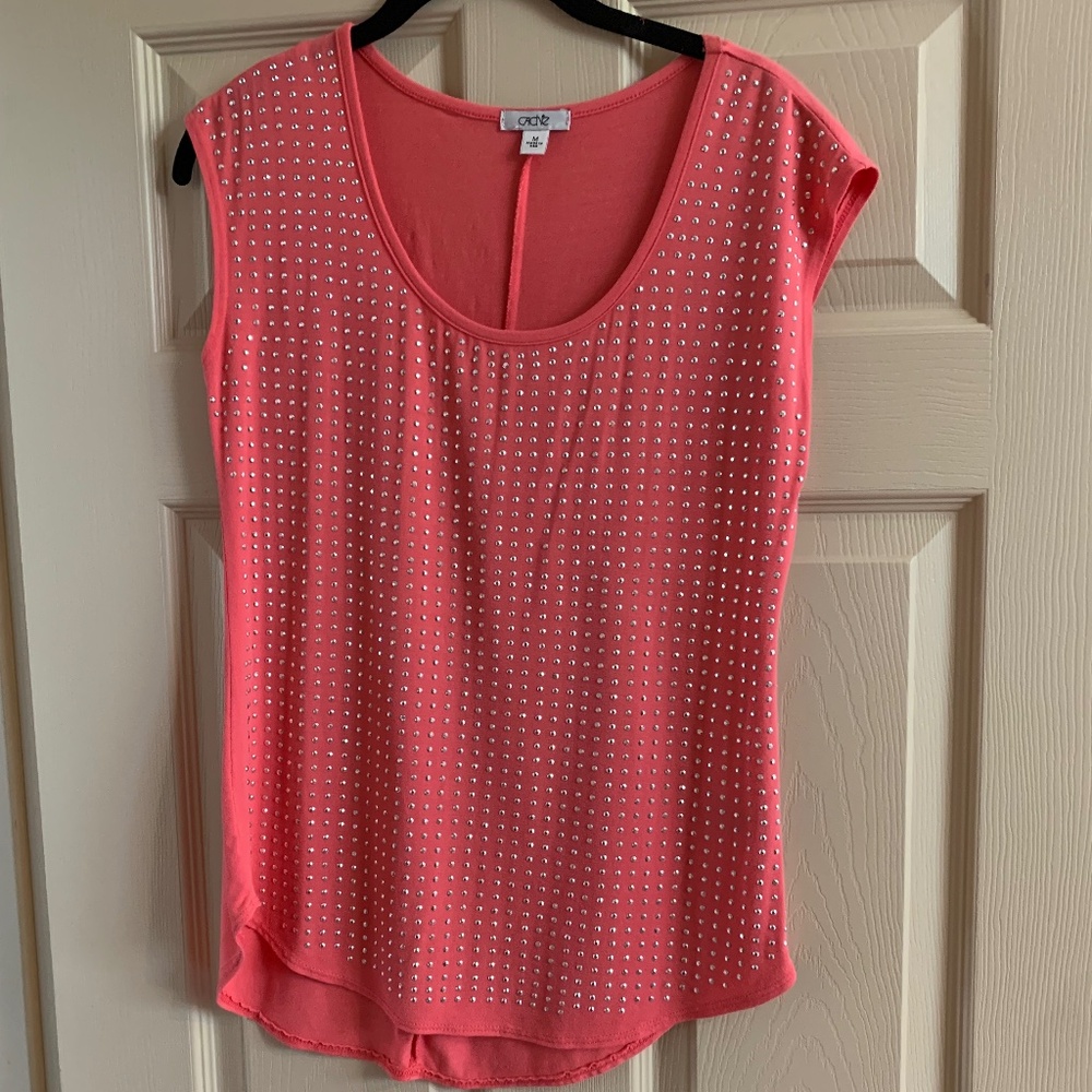 Cache Coral Embellished Top sz M